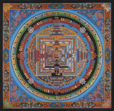 Original Hand-Painted Kalachakra Mandala | Tibetan Mandala Painting | Wheel of Life